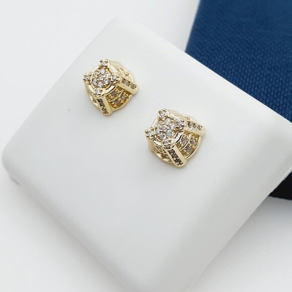 "14K Gold Plated Cubic Zircon Earrings, EVBRS455 - Picture 4 of 9